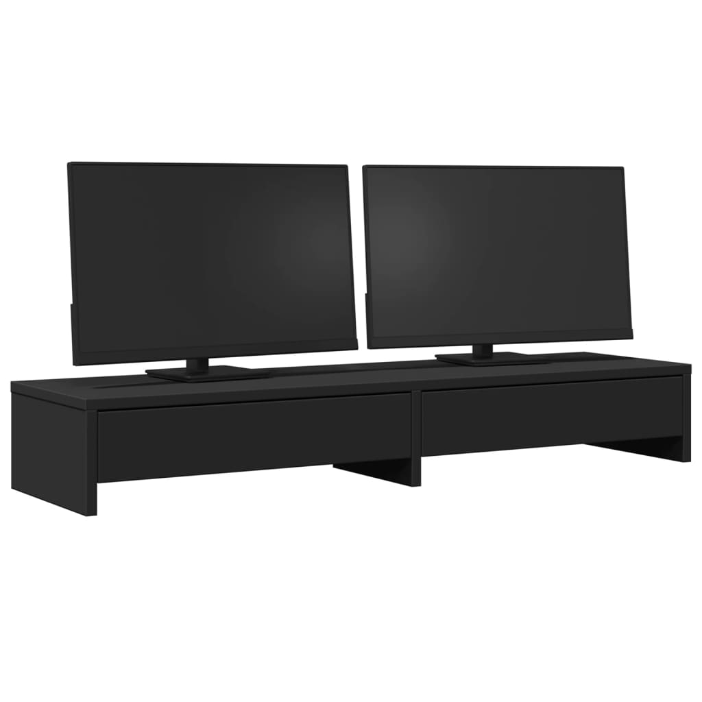 VidaXL Monitorständer mit Schubladen 100x27x15 cm, lackiertes Holz schwarz
