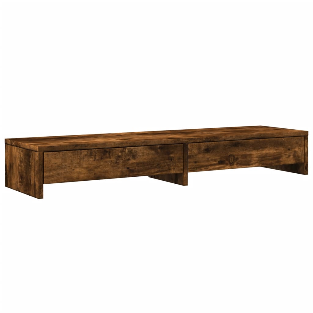 Vidaxxl Monitorständer mit Schubladen 100x27x15 cm, Holzfarbe geräucherte Eiche