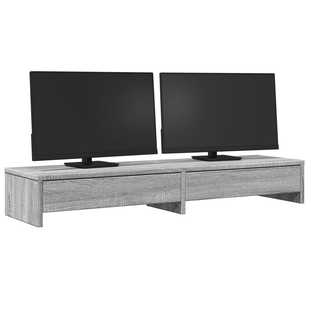 Vidaxxl Monitorständer mit Schubladen 100x27x15 cm Holzgrau Sonoma Eiche
