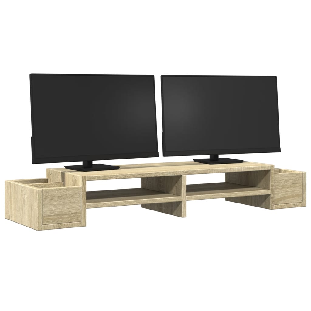 Vidaxxl Monitorständer Stauraum 100x27x15 cm Holz Sonoma Eiche