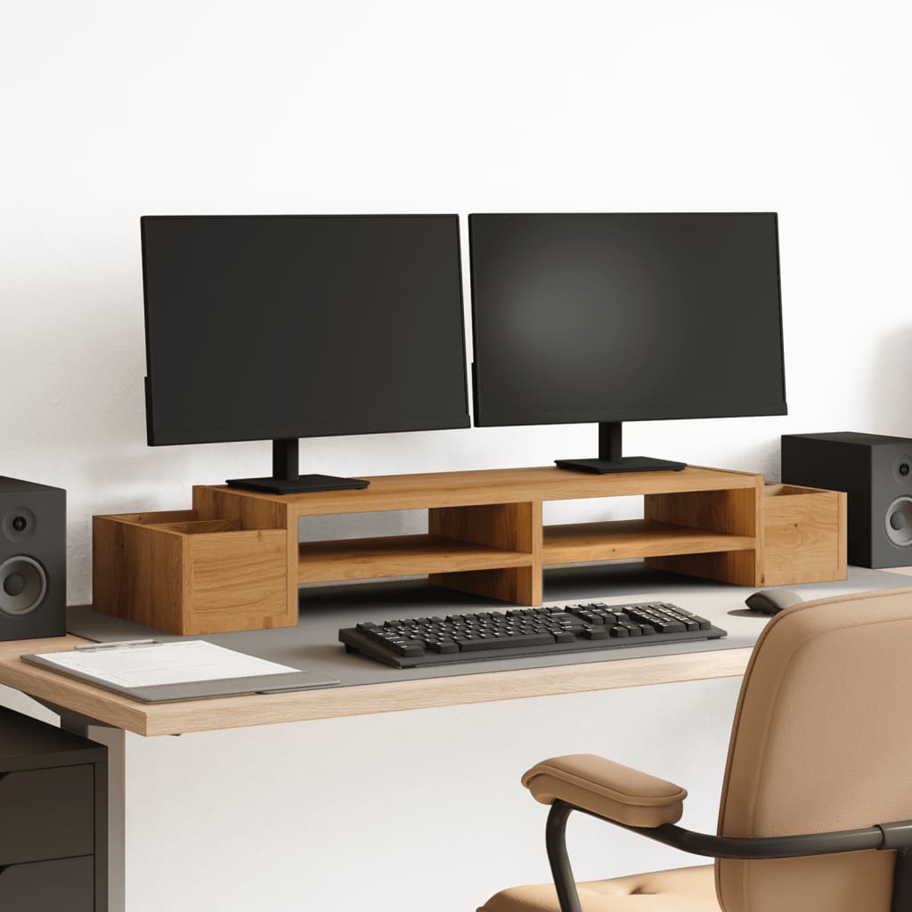 Vidaxxl Monitorständer Stauraum 100x27x15 cm Holz handwerkliche Eiche