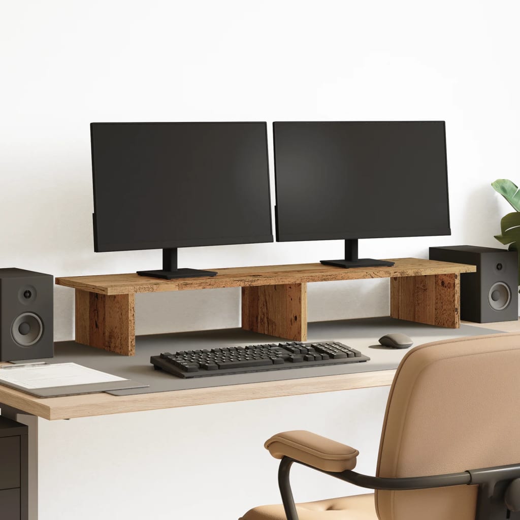 Vidaxxl Monitorständer 100x27x15 cm verarbeitetes Holz, altholzfarben