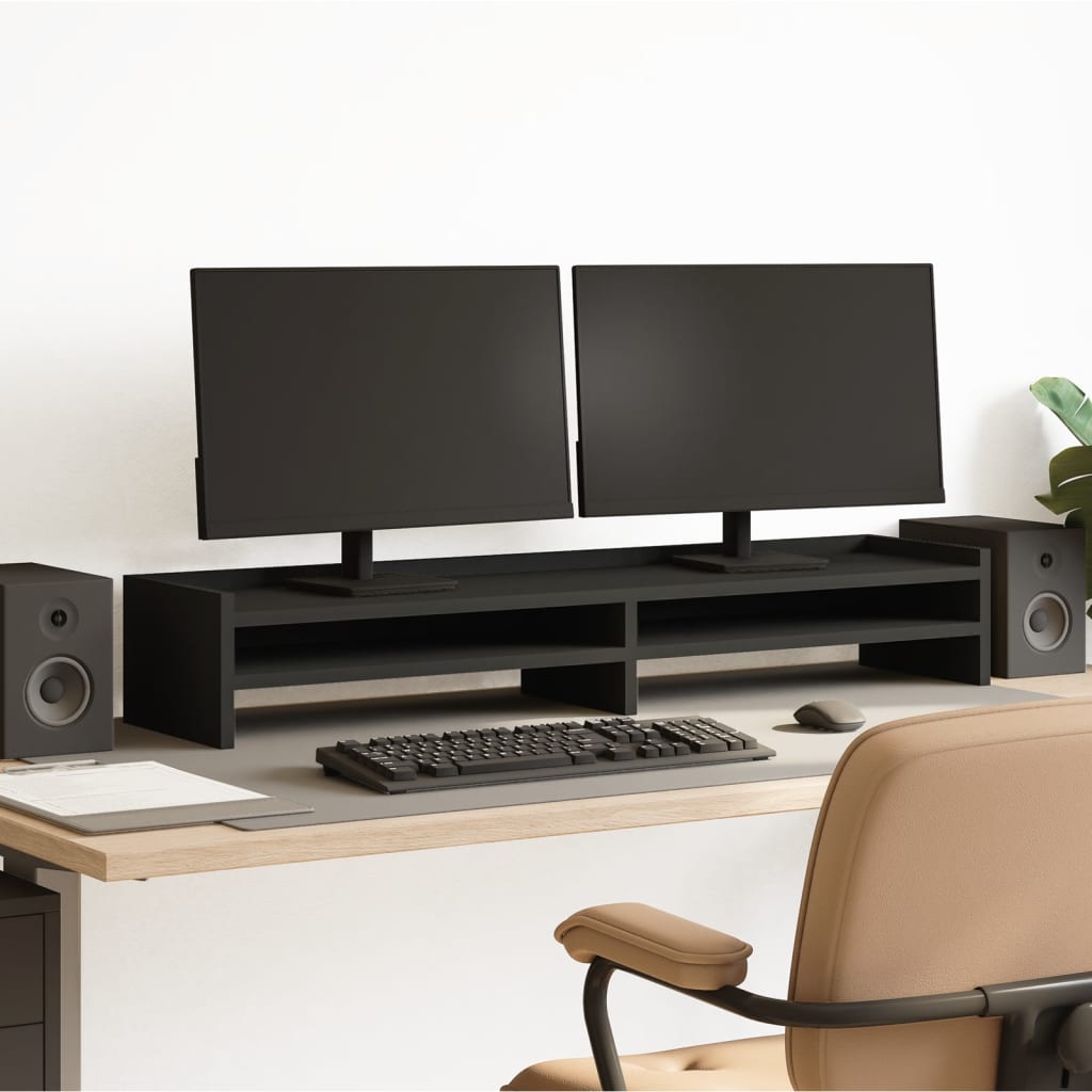 Vidaxxl Monitorständer 100x24x16 cm verarbeitetes Holz schwarz