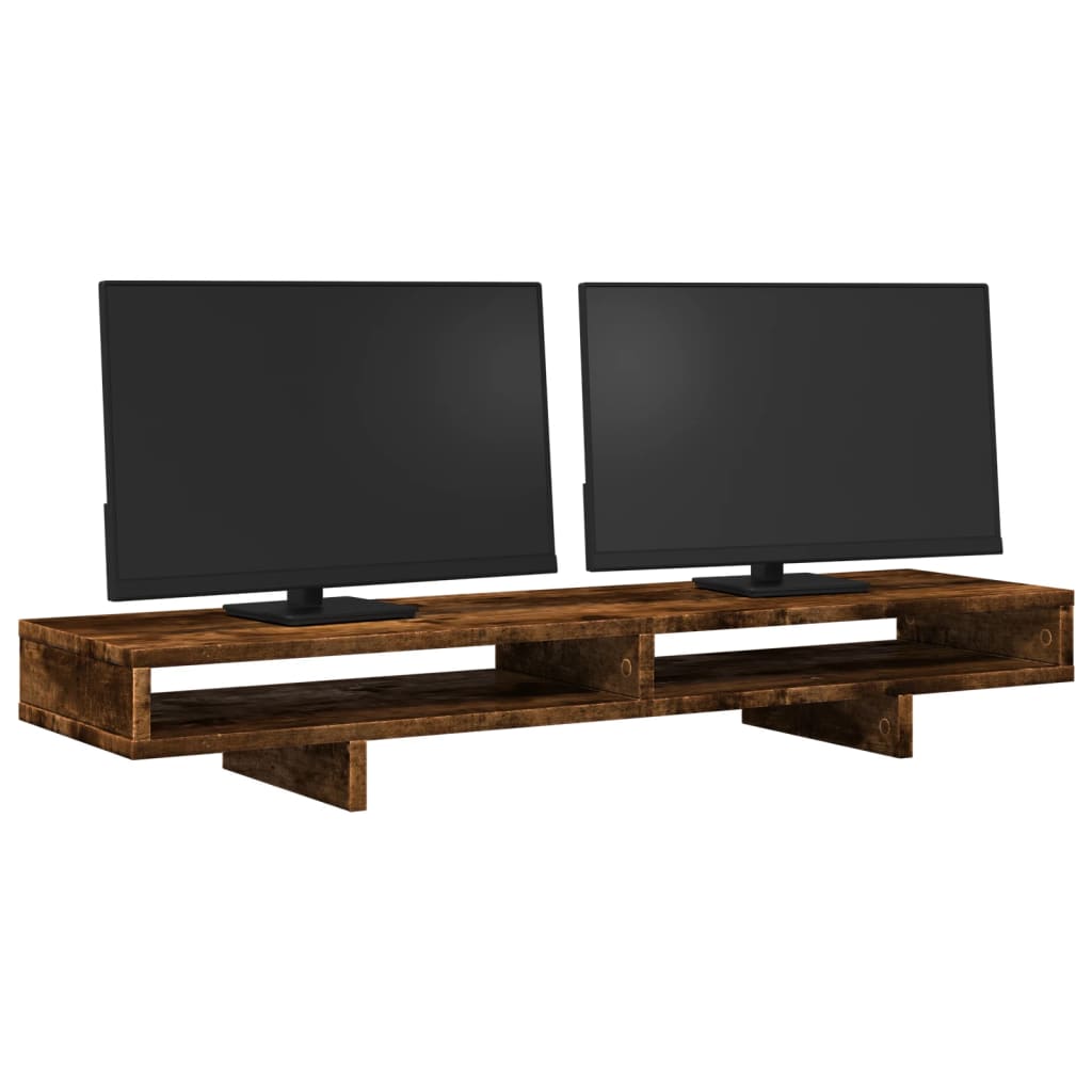 VidaXL Monitorständer 100x27x15 cm verarbeitetes Holz, geräucherte Eiche
