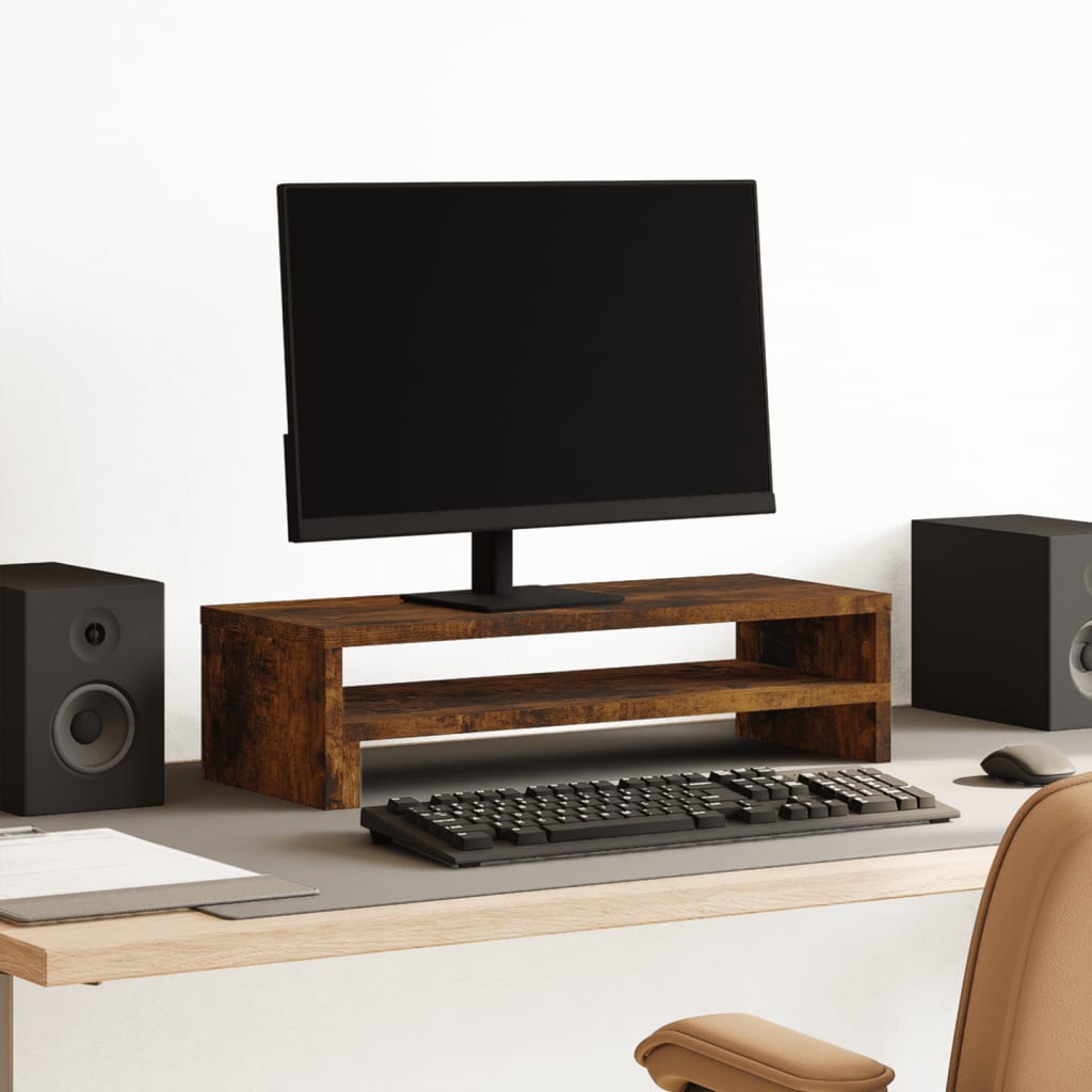 Vidaxxl Monitorständer 54x22x15 cm verarbeitetes Holz, geräucherte Eiche