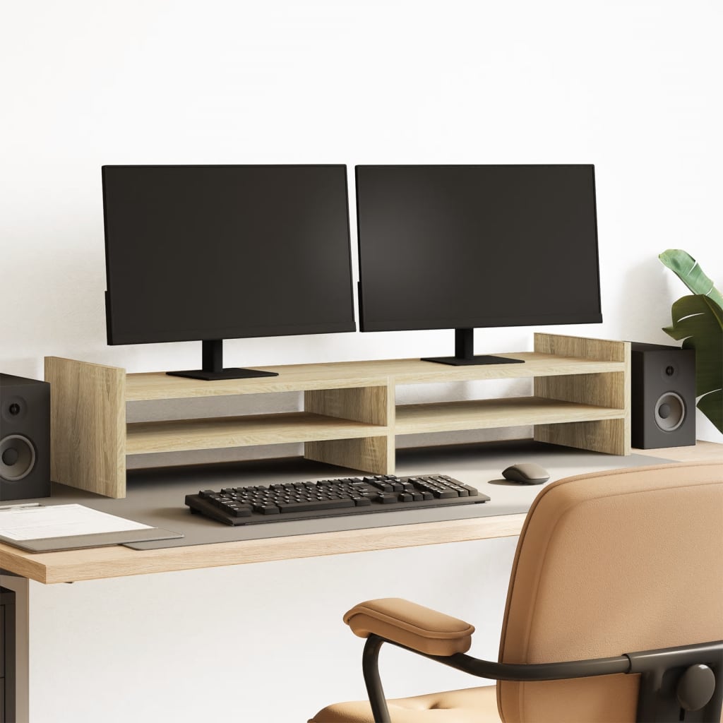 Vidaxxl Monitorständer 100x27x20 cm, Holzwerkstoff Sonoma-Eiche-farbig