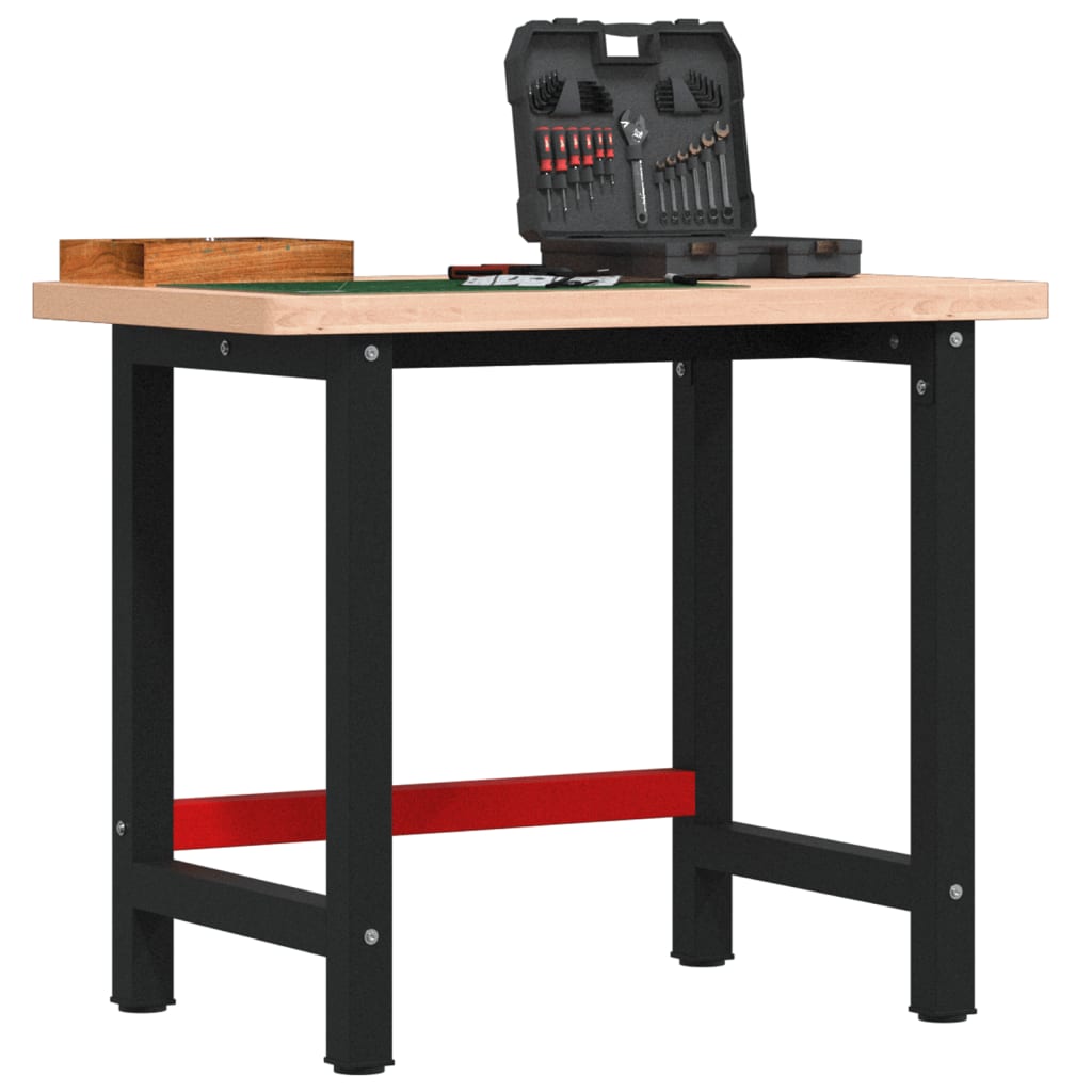 VidaXL Werkbank rechteckig 100x60x83 cm massives Buchenholz