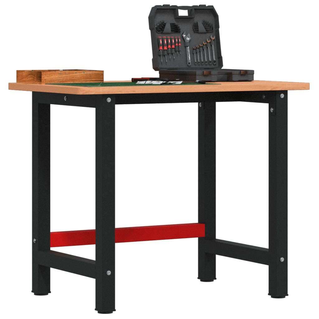 VidaXL Werkbank rechteckig 100x60x81,5 cm massives Buchenholz