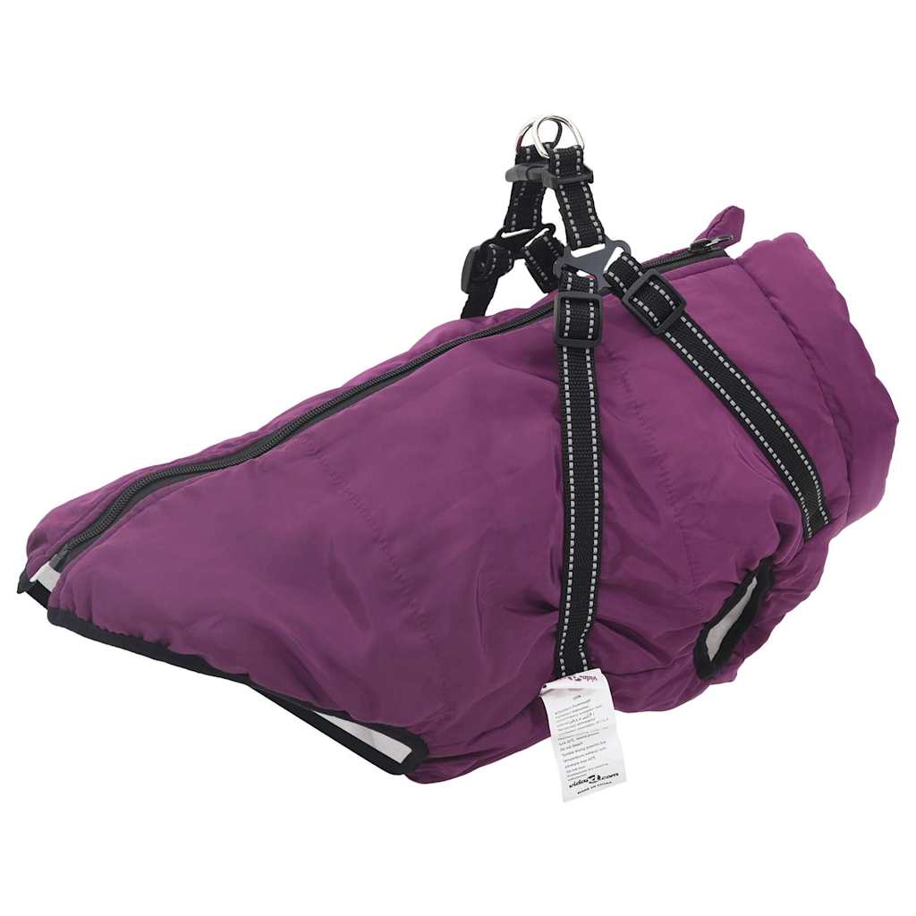 Vidaxxl Hundemantel mit Geschirr, wasserdicht, reflektierend, lila, L48