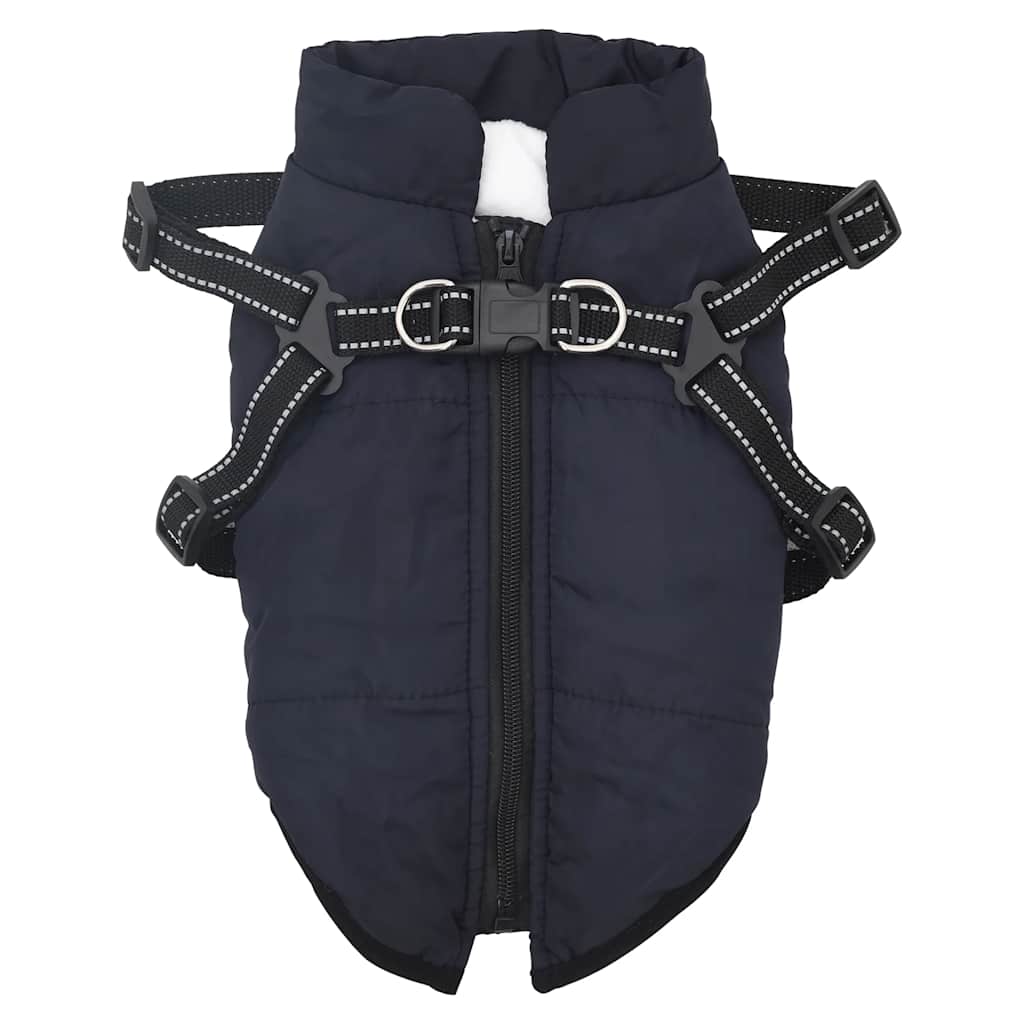 VidaXL Hundemantel mit Geschirr, wasserdicht, reflektierend, Marineblau, L32