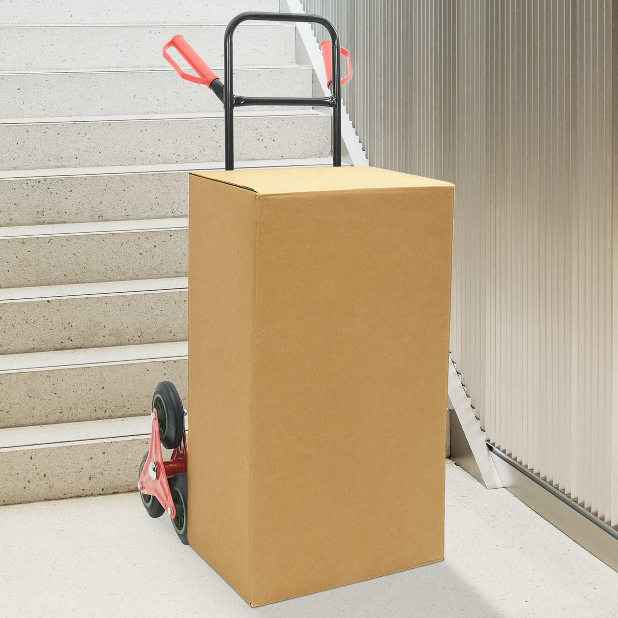 Vidaxl handtrolley zwart en rood 64,5 x 49,5 x 114 cm staal
