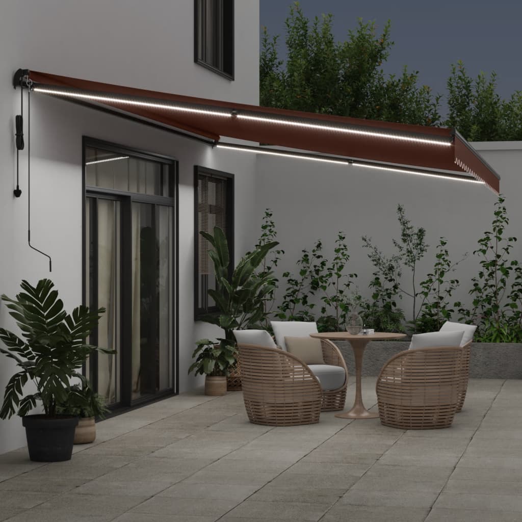 VidaXL Markise automatisch ausziehbar mit LEDs 600x300 cm braun