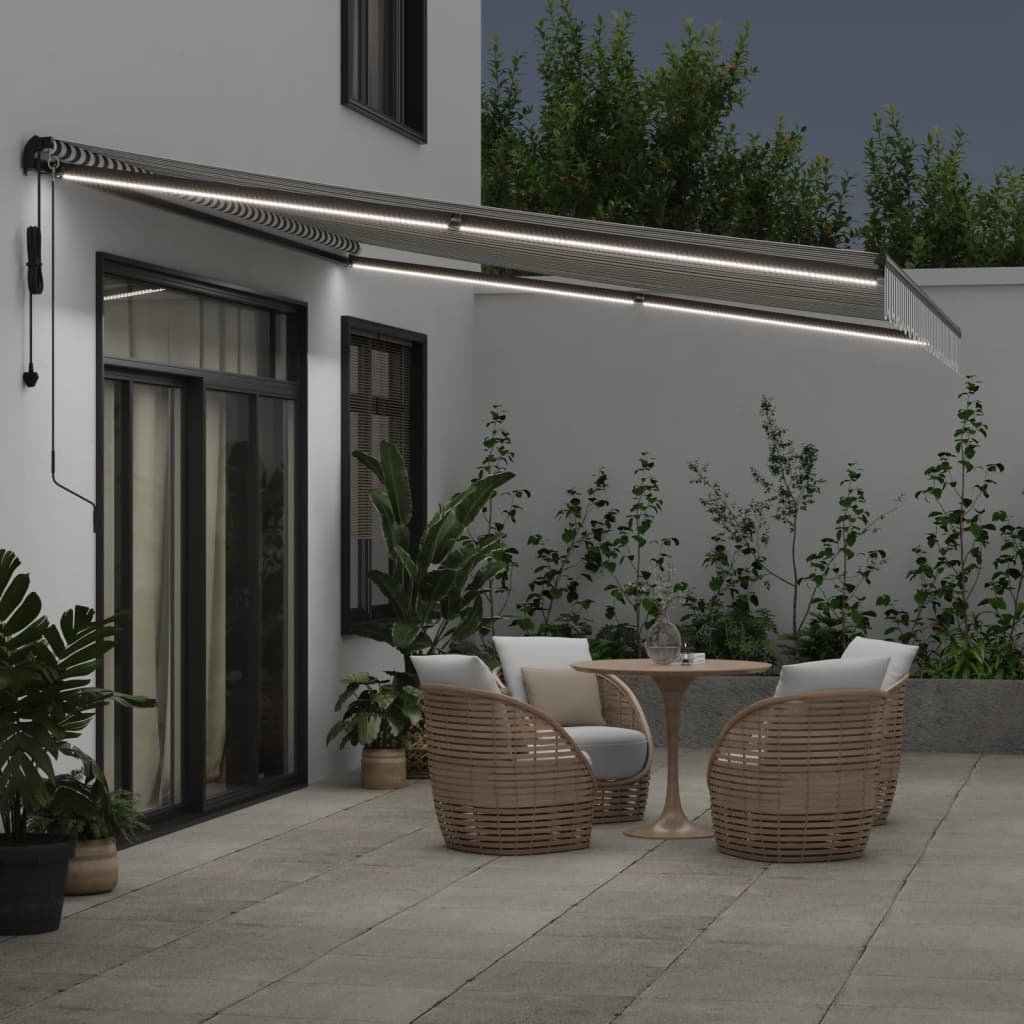 VidaXL Markise automatisch ausziehbar LED 450x300 cm Anthrazit und Weiß