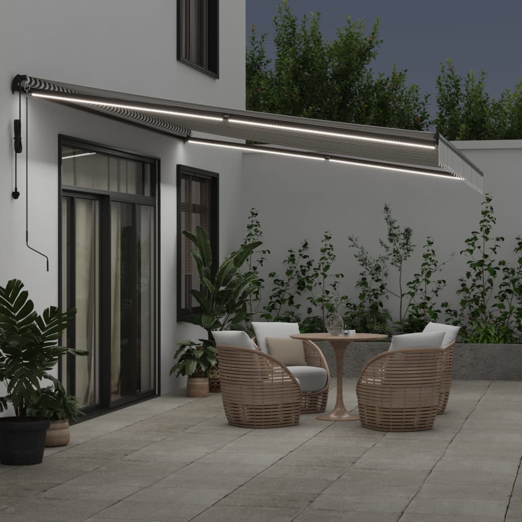 VidaXL Markise automatisch ausfahrbar LED 500x300 cm Anthrazit und Weiß