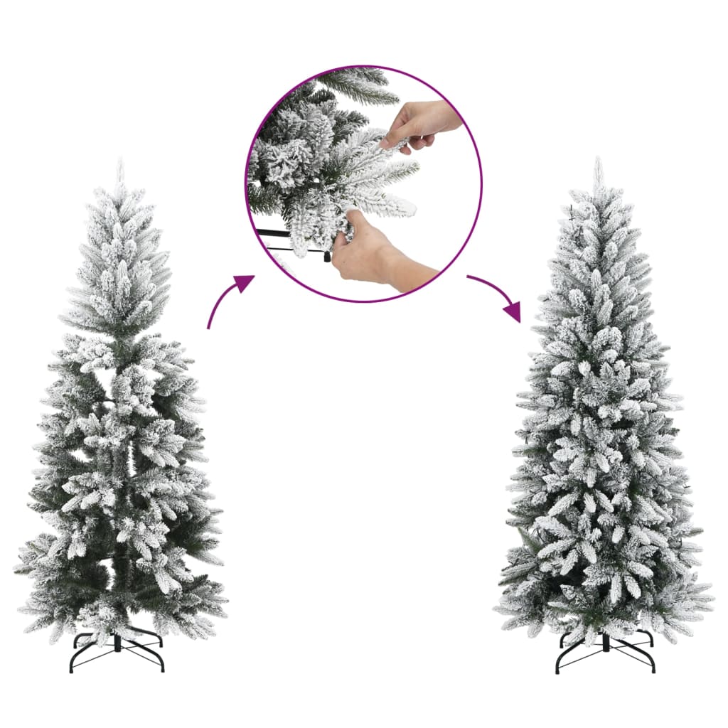 Vidaxx künstlicher Weihnachtsbaum mit Schnee schmal 150 cm PVC und PE