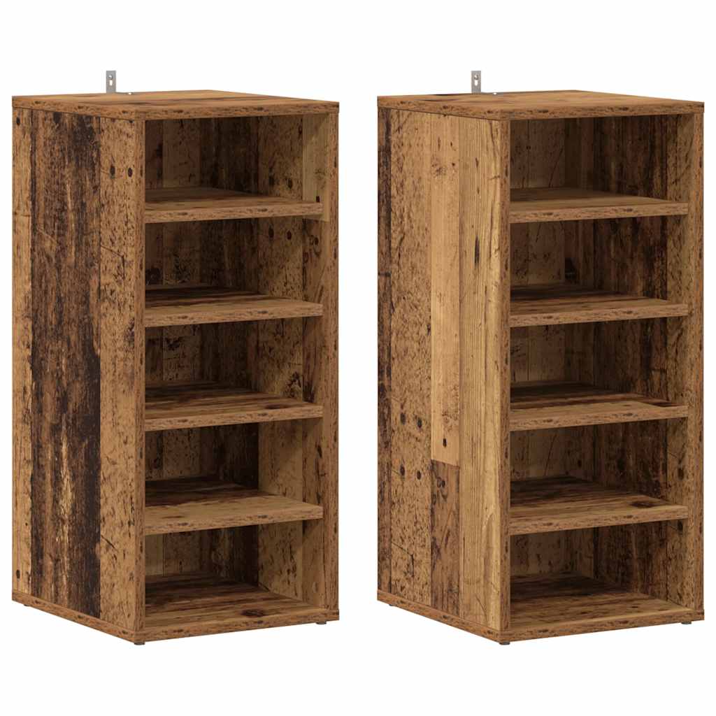 Vidaxx Schuhschränke 2 Stk. 32x35x70 cm behandeltes Holz, altholzfarben