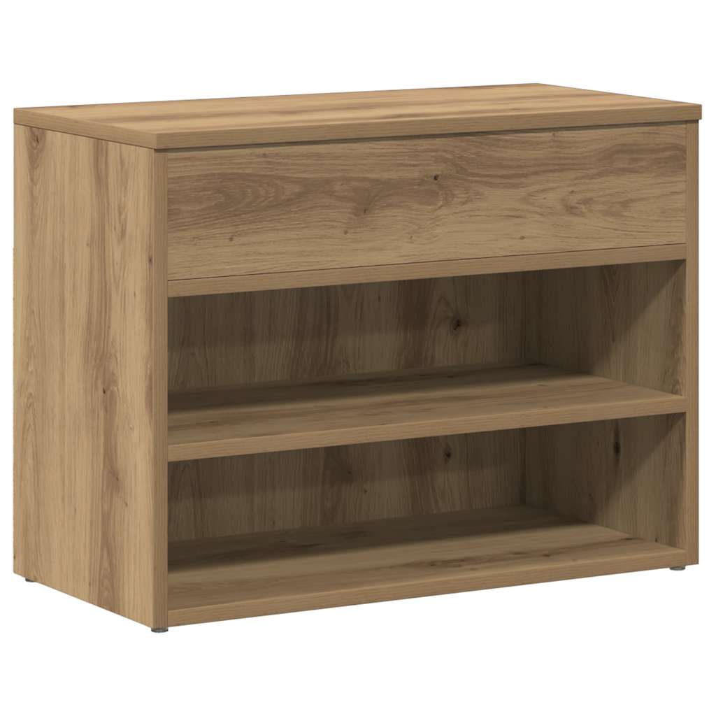 VidaXL Schuhbank 60x30x45 cm, handgefertigtes Holz, handwerkliche Eichenfarbe