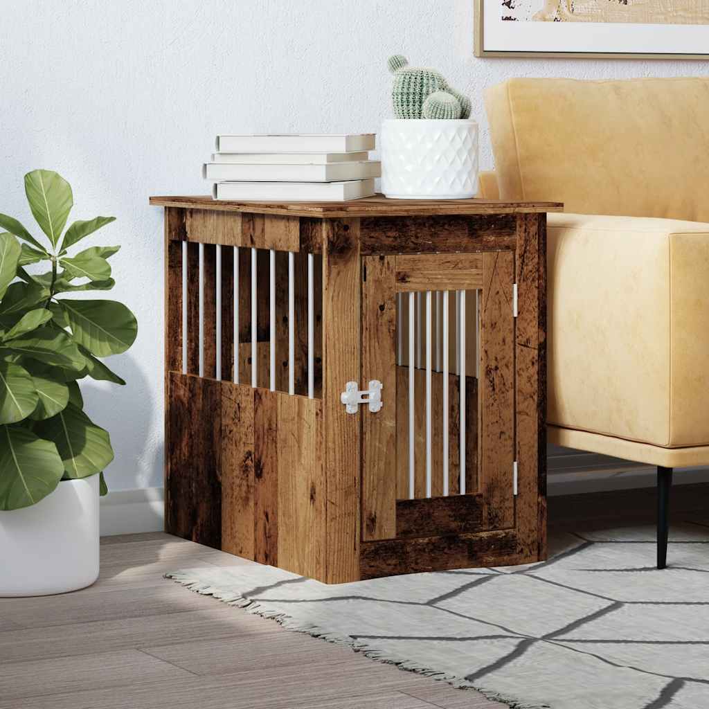 Vidaxxl Hundebox 45x62x59 cm aus handgefertigtem Holz, altholzfarben