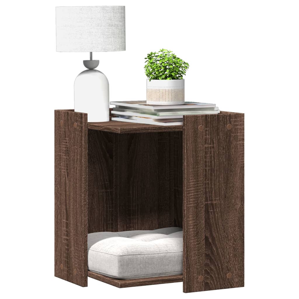Vidaxxl Katzentoilette 42x42x51 cm, fertiges Holz, braune Eiche