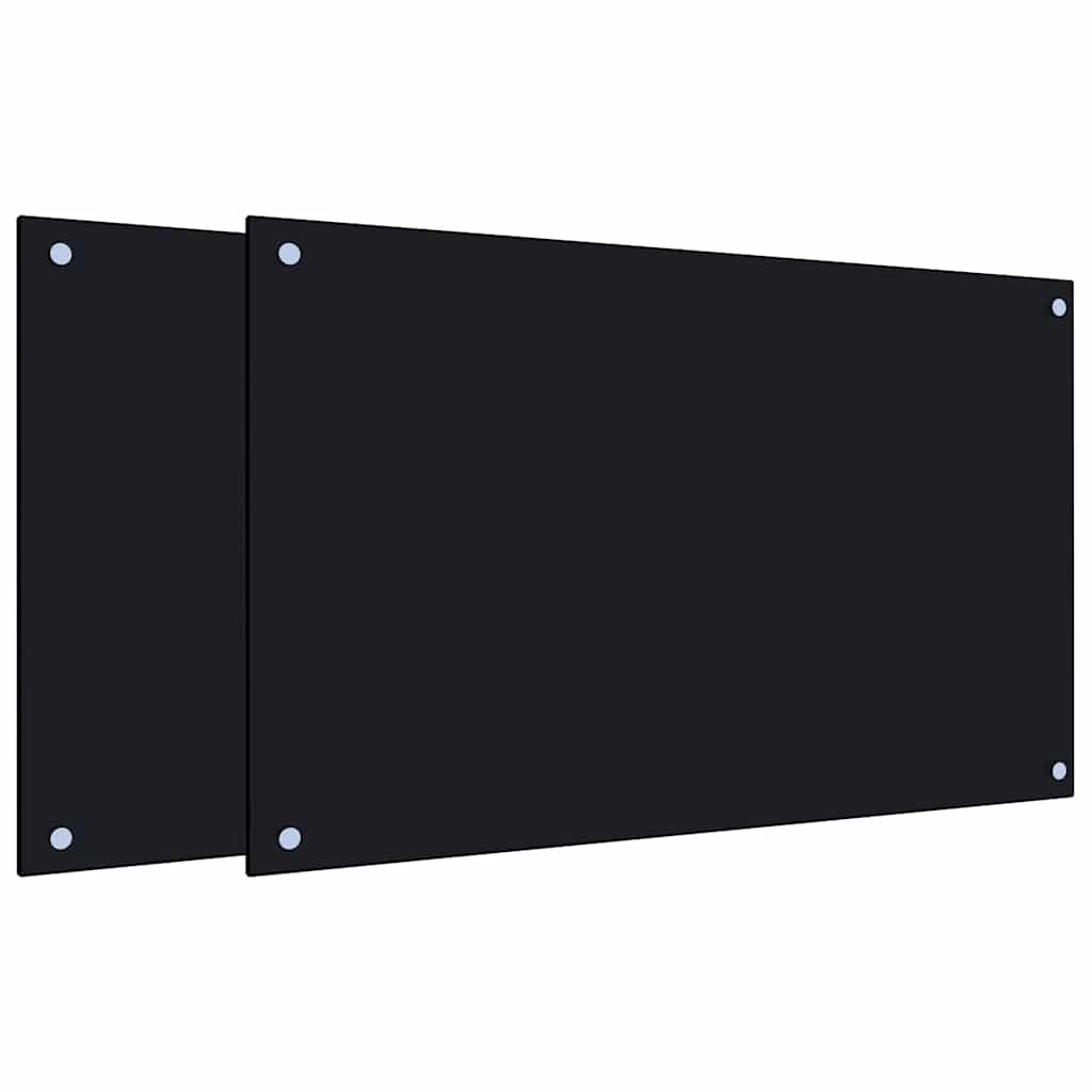 VidaXL Küchenspritzschutz 2 Stk. 80x50 cm Hartglas schwarz