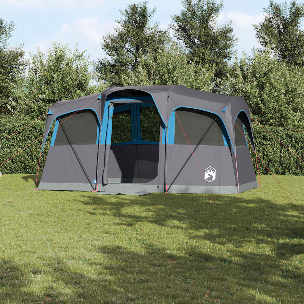 Vidaxl gezinstent blauw en grijs 435 x 255 x 216 cm polyester en staal