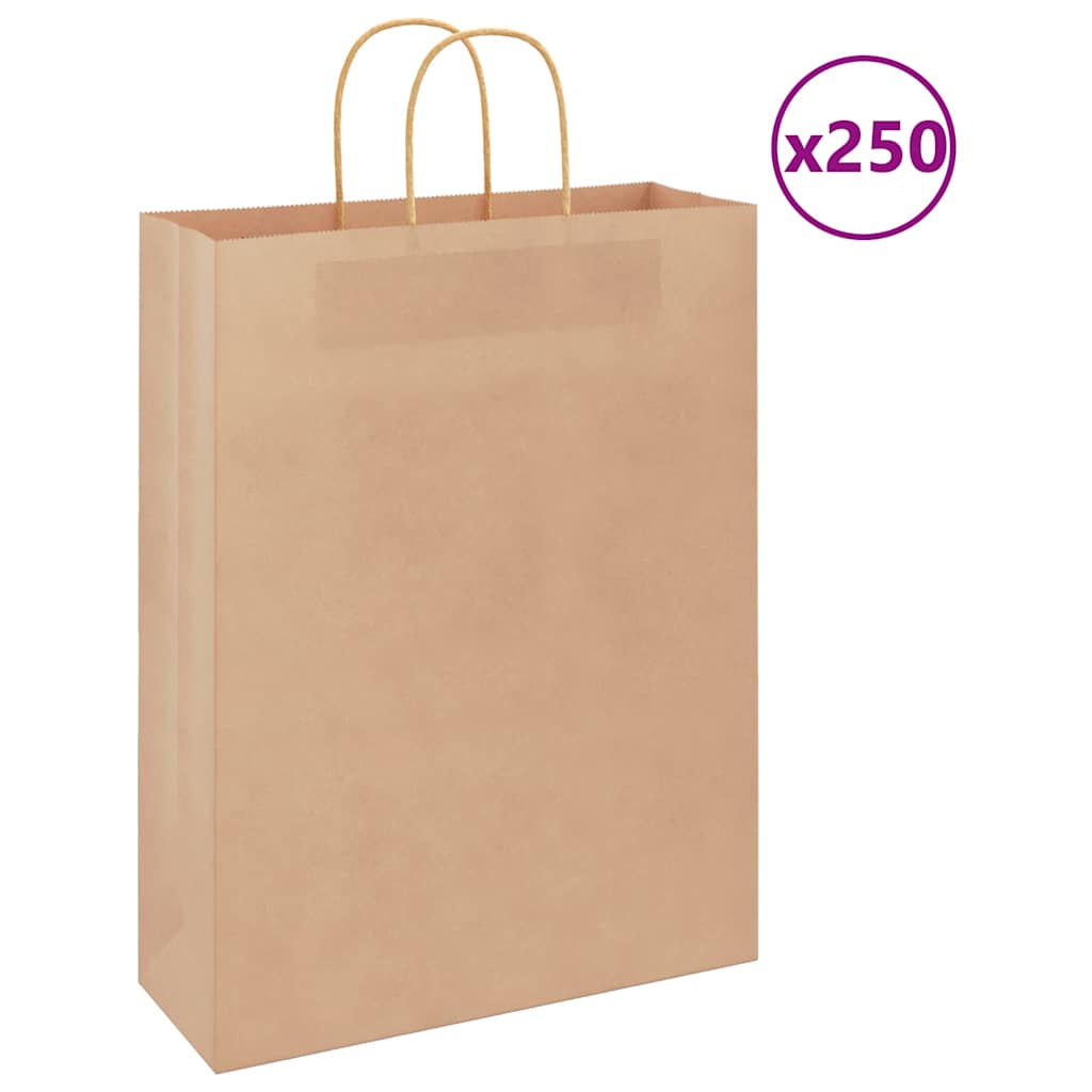 Vidaxl papieren zakken 250 st met hengsels 32x12x42 cm bruin