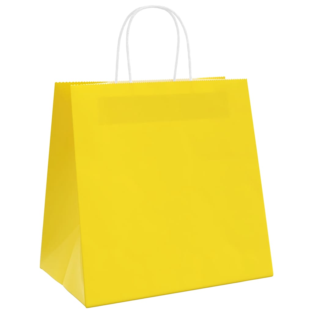 Vidaxl papieren zakken 250 st met hengsels 26x17x25 cm geel