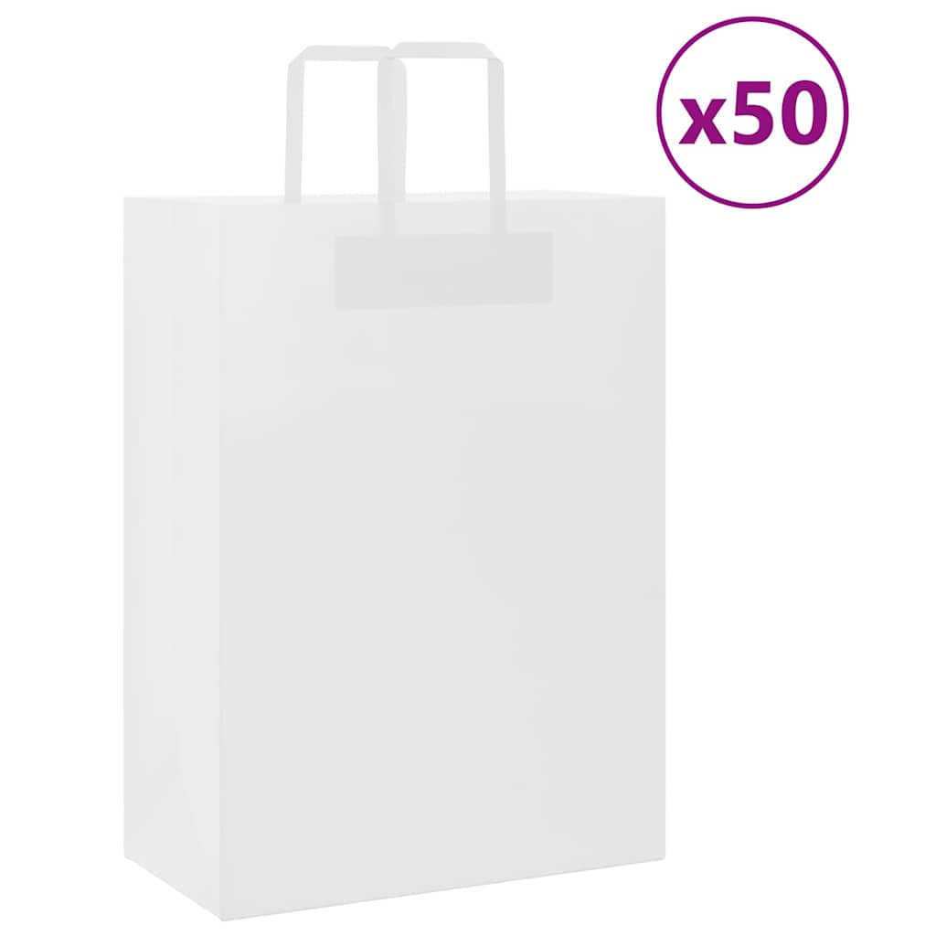 Vidaxl papieren zakken 50 st met hengsels 32x17x44 cm wit