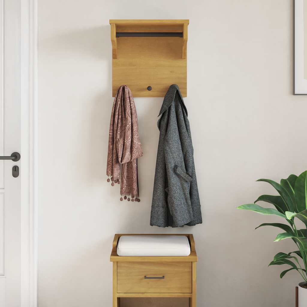 Vidaxl wandkapstok sandnes 43x30x42 cm massief grenenhout