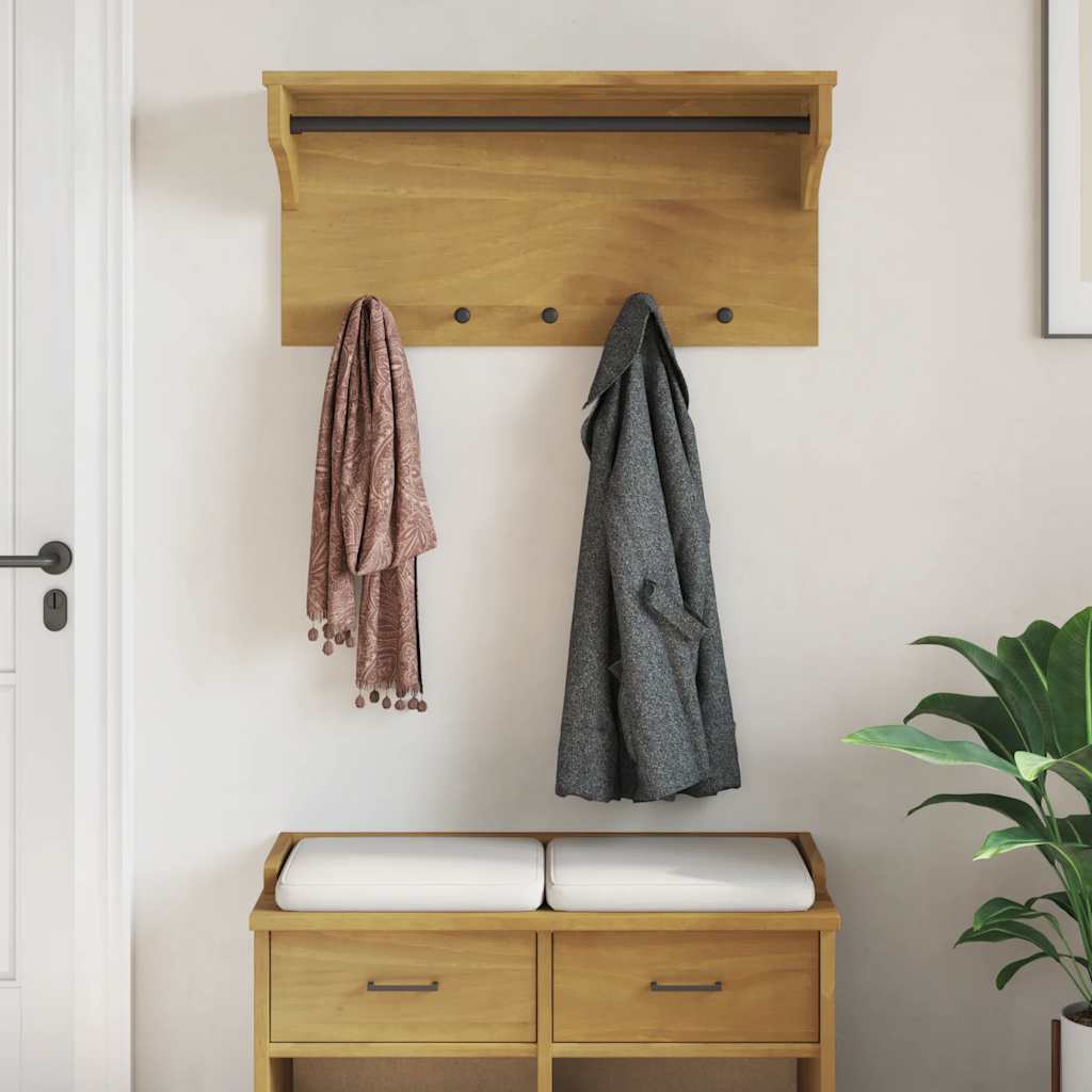 Vidaxl wandkapstok sandnes 87x30x42 cm massief grenenhout