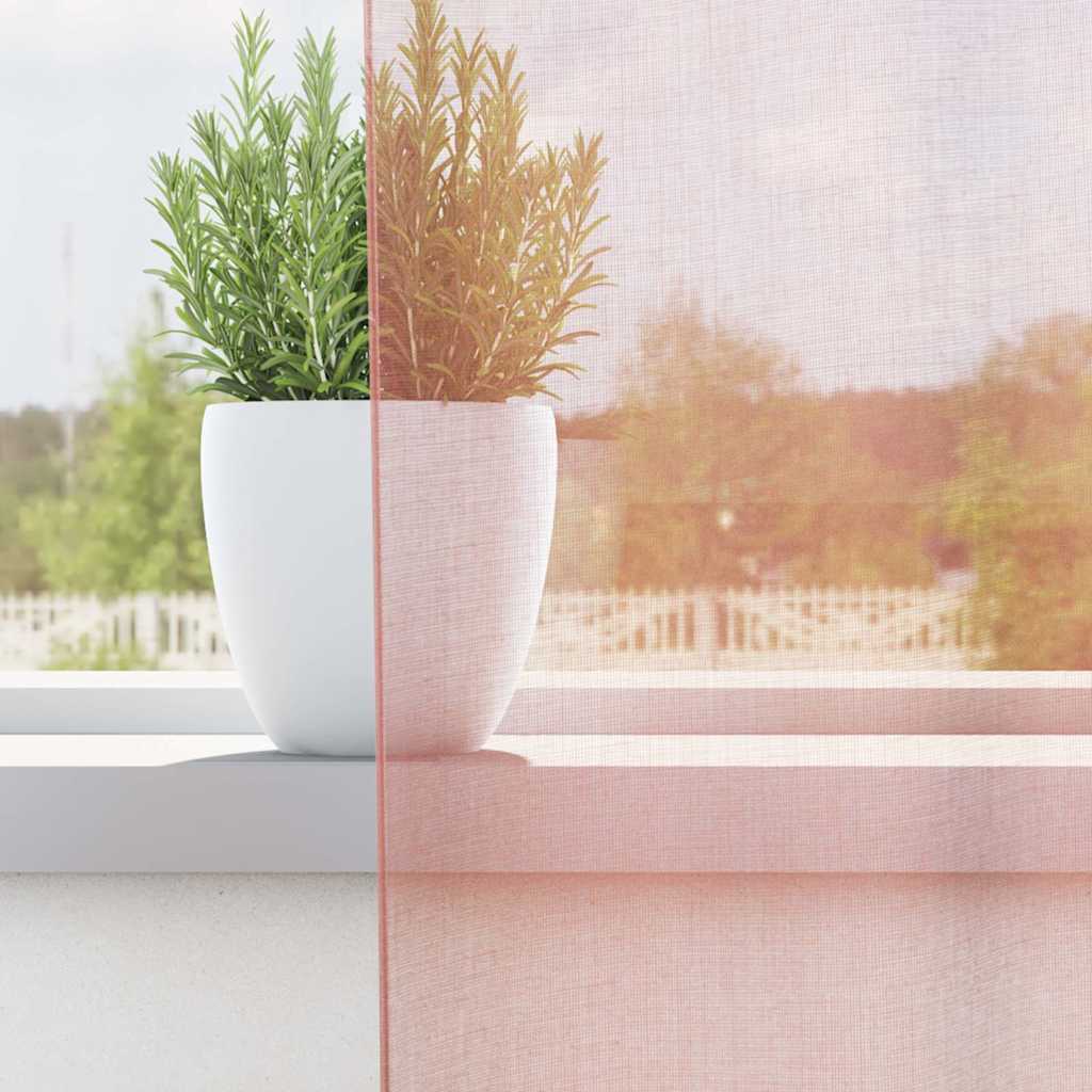 Vidaxl gordijnen voile met roedezakken 2 st roze
