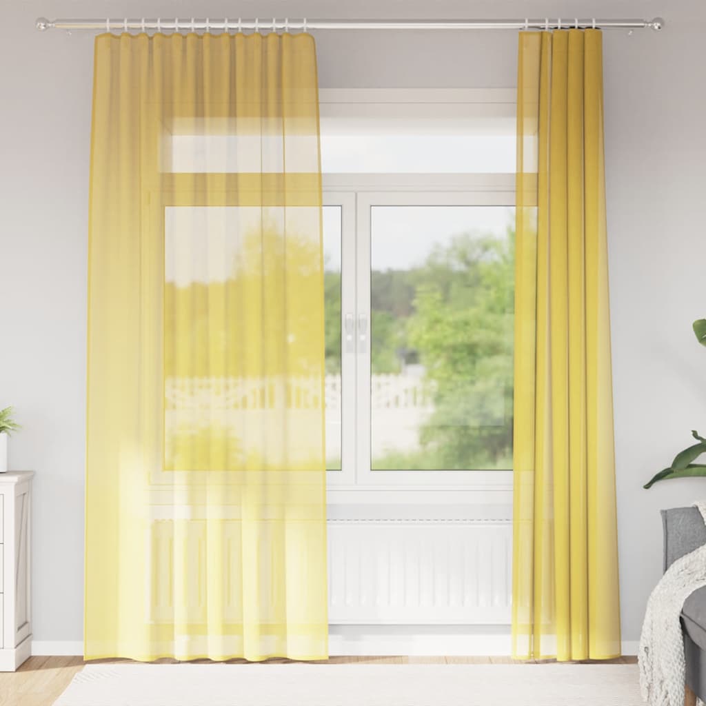 Vidaxl gordijnen voile met roedezakken 2 st geel