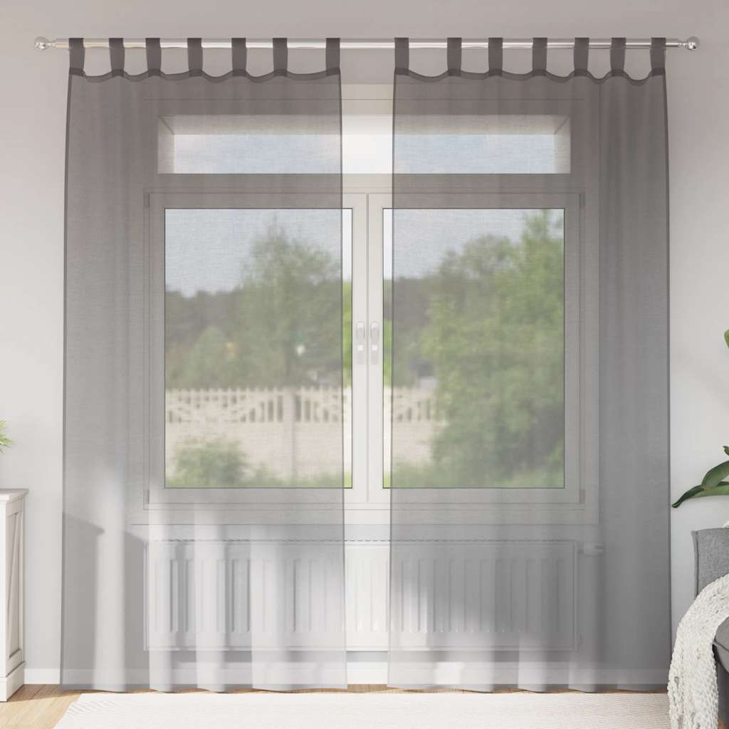 Vidaxl gordijnen voile met lussen 2 st 140x245 cm donkergrijs