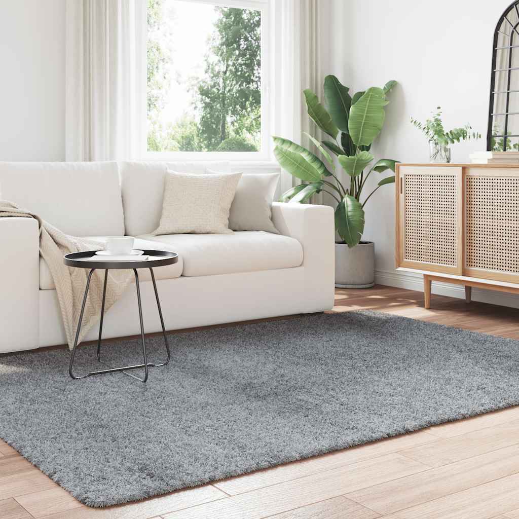 Vidaxl hoogpolig vloerkleed navarra 160x230 cm polyester lichtgrijs