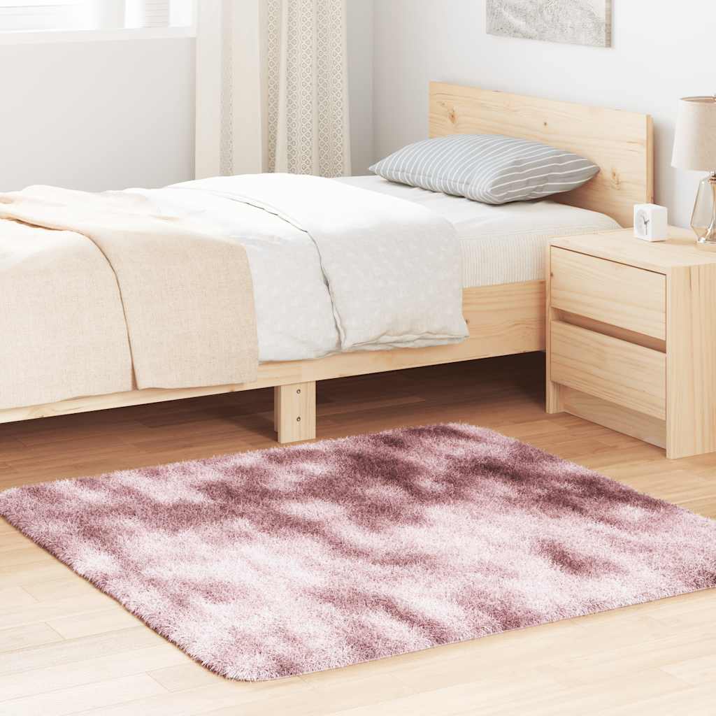 Vidaxl hoogpolig vloerkleed navarra 120x120 cm polyester stoffig roze