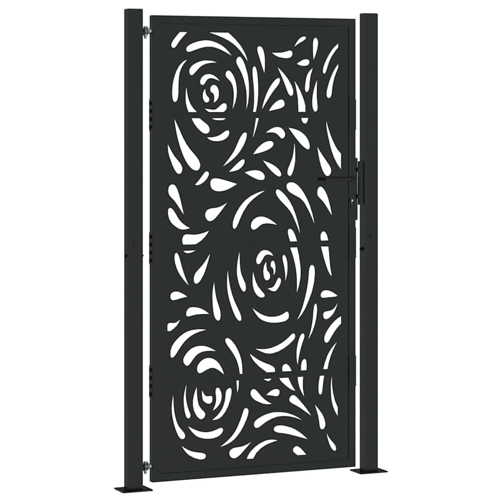 Vidaxl poort met vlamontwerp 100x175 cm staal zwart