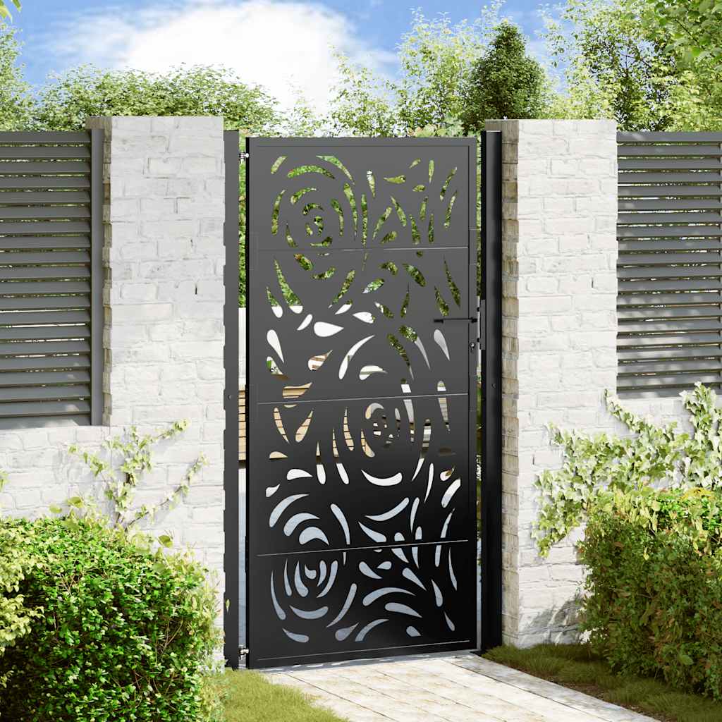 Vidaxl poort met vlamontwerp 100x175 cm staal zwart