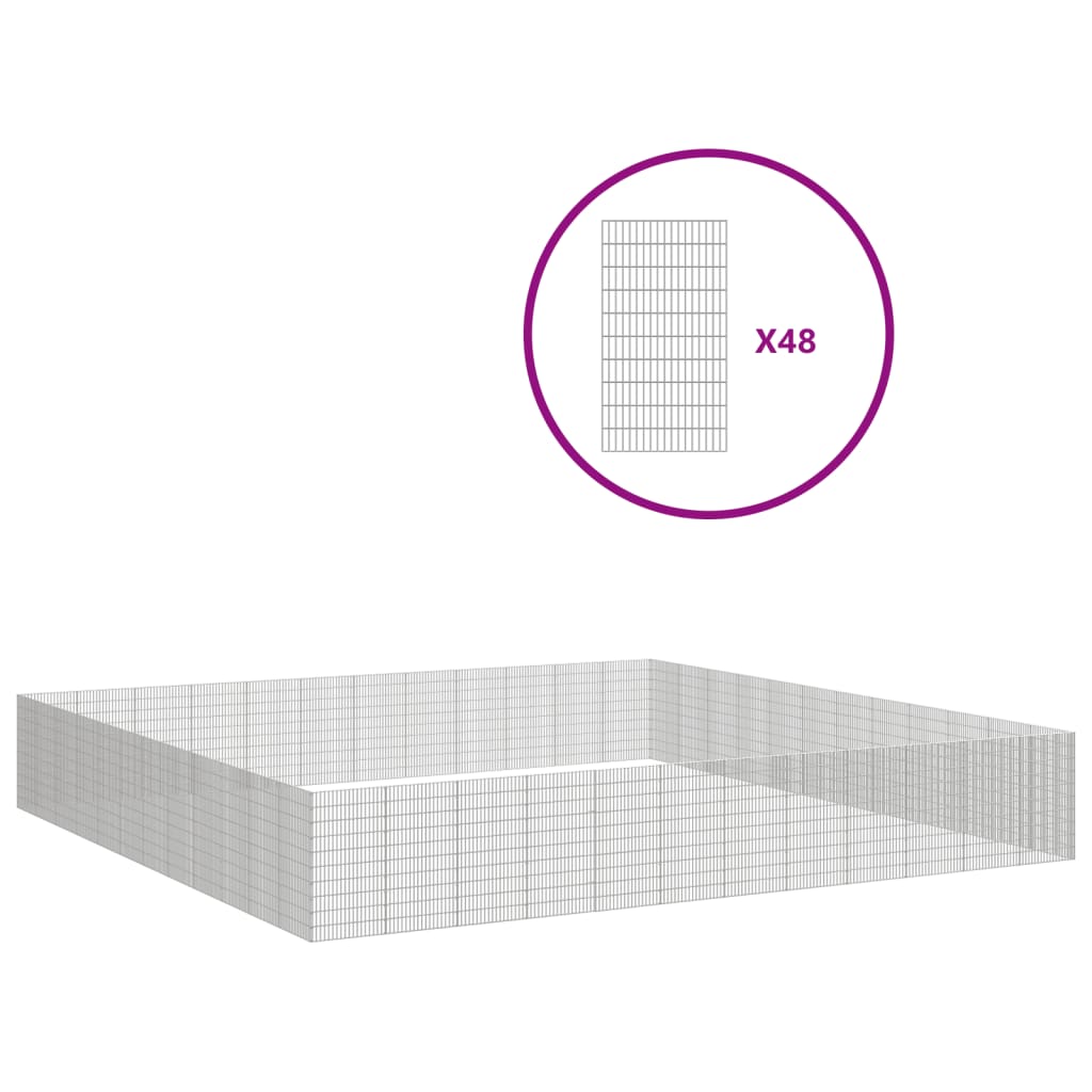VidaXL Tierheim 48 Paneele 54x100 cm verzinktes Eisen