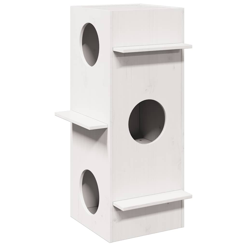 Vidaxx Katzenhaus 43x43x90 cm massives Kiefernholz weiß
