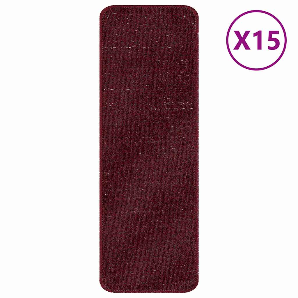 Vidaxl antislip trapmatten 15 pcs bordeauxrood 60 x 25 cm pp