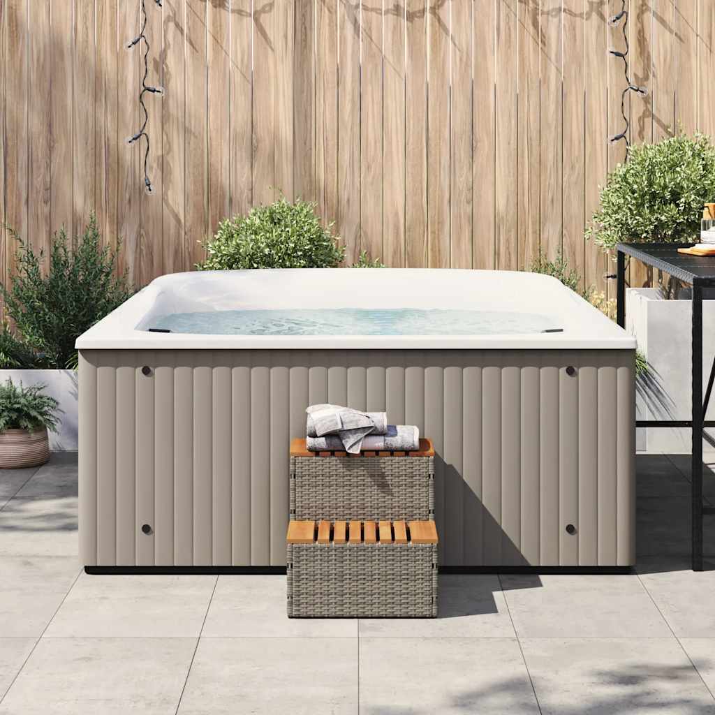 Vidaxx Whirlpool-Stufe 50 x 50 x 50,5 cm, Polyrattan, massives Akazienholz, grau