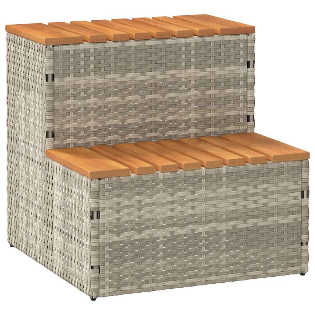 Vidaxx Whirlpool-Stufe 50x50x50,5 cm Polyrattan massives Akazienholz