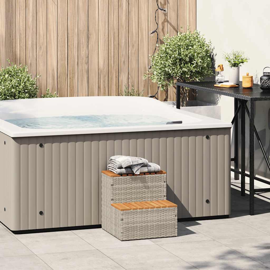Vidaxx Whirlpool-Stufe 50x50x50,5 cm Polyrattan massives Akazienholz
