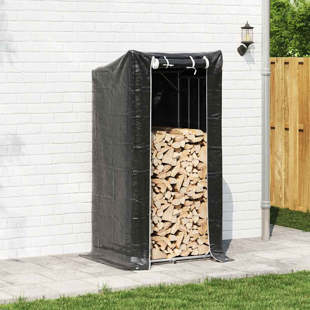 Vidaxx Kaminholzregal mit Regenschutz 100x80x200 cm verzinkter Stahl