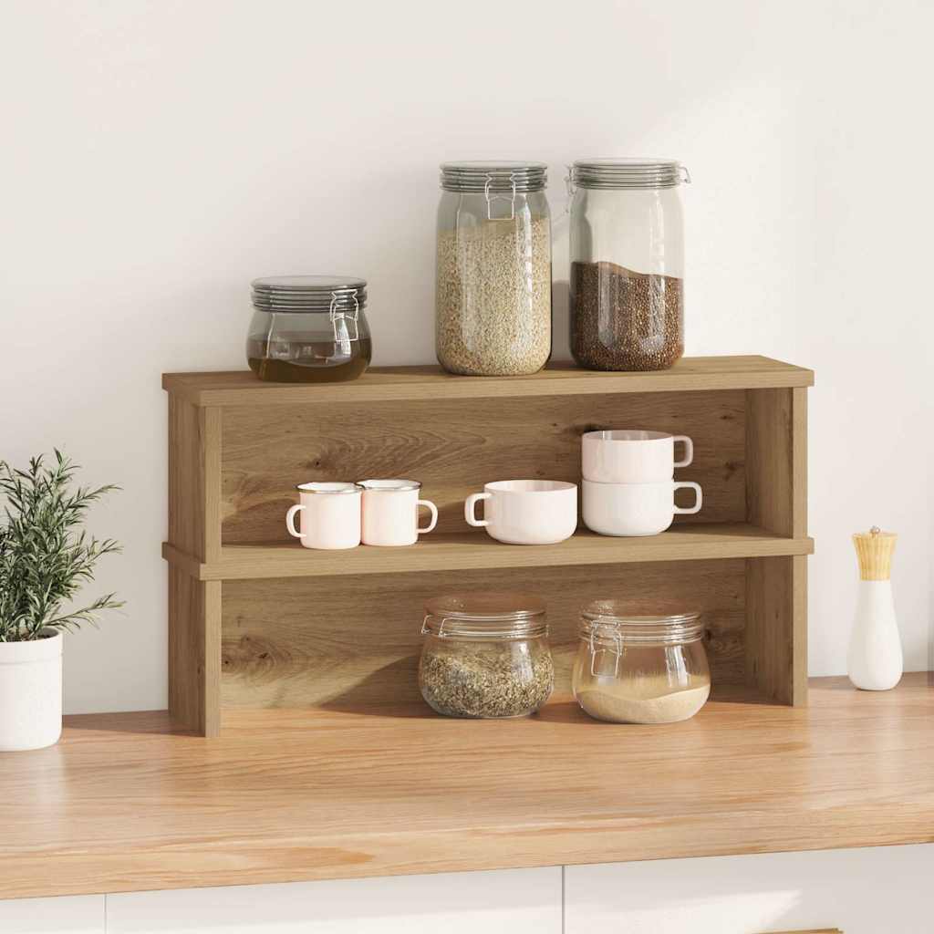 VidaXL Küchenregale stapelbar, 2 Stück, 60 x 15 x 16 cm, handgefertigte Eichenfarbe