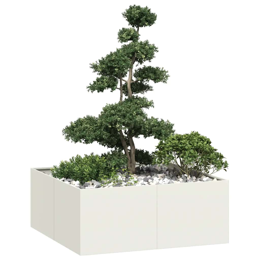 Vidaxl plantenbak 100x100x40 cm staal wit
