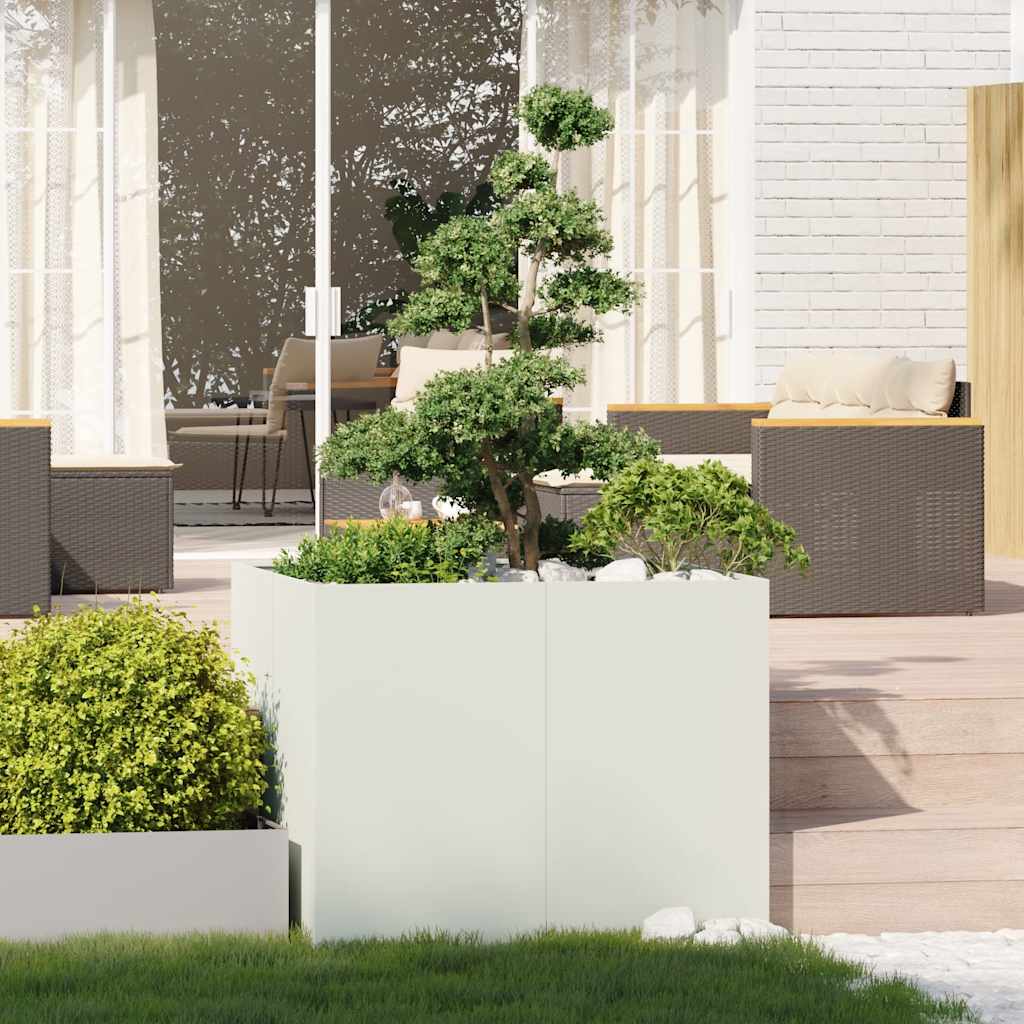 Vidaxl plantenbak 100x100x80 cm staal wit