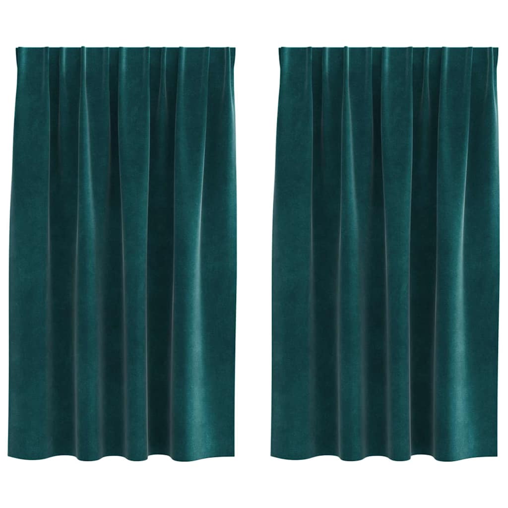 Vidaxl verduisterende gordijnen 2 pcs donkergroen 140 x 140 cm fluweel