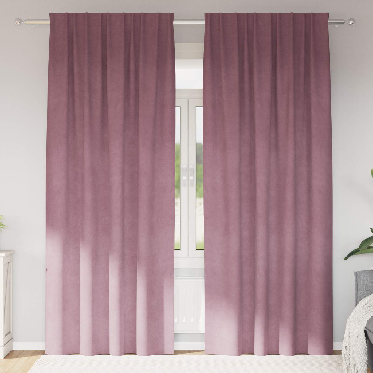 Vidaxl verduisterende gordijnen 2 pcs donkerroze 140 x 225 cm fluweel