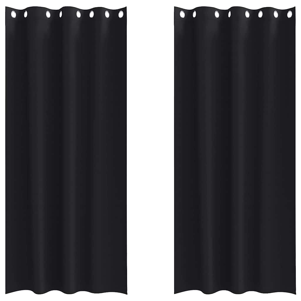 Vidaxl zwart-out gordijnen met ringen 2 pcs zwart 245 x 140 cm